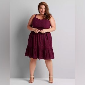 NWT - Lane Bryant Purple Eyelet Dress with adjustable straps - Size 28